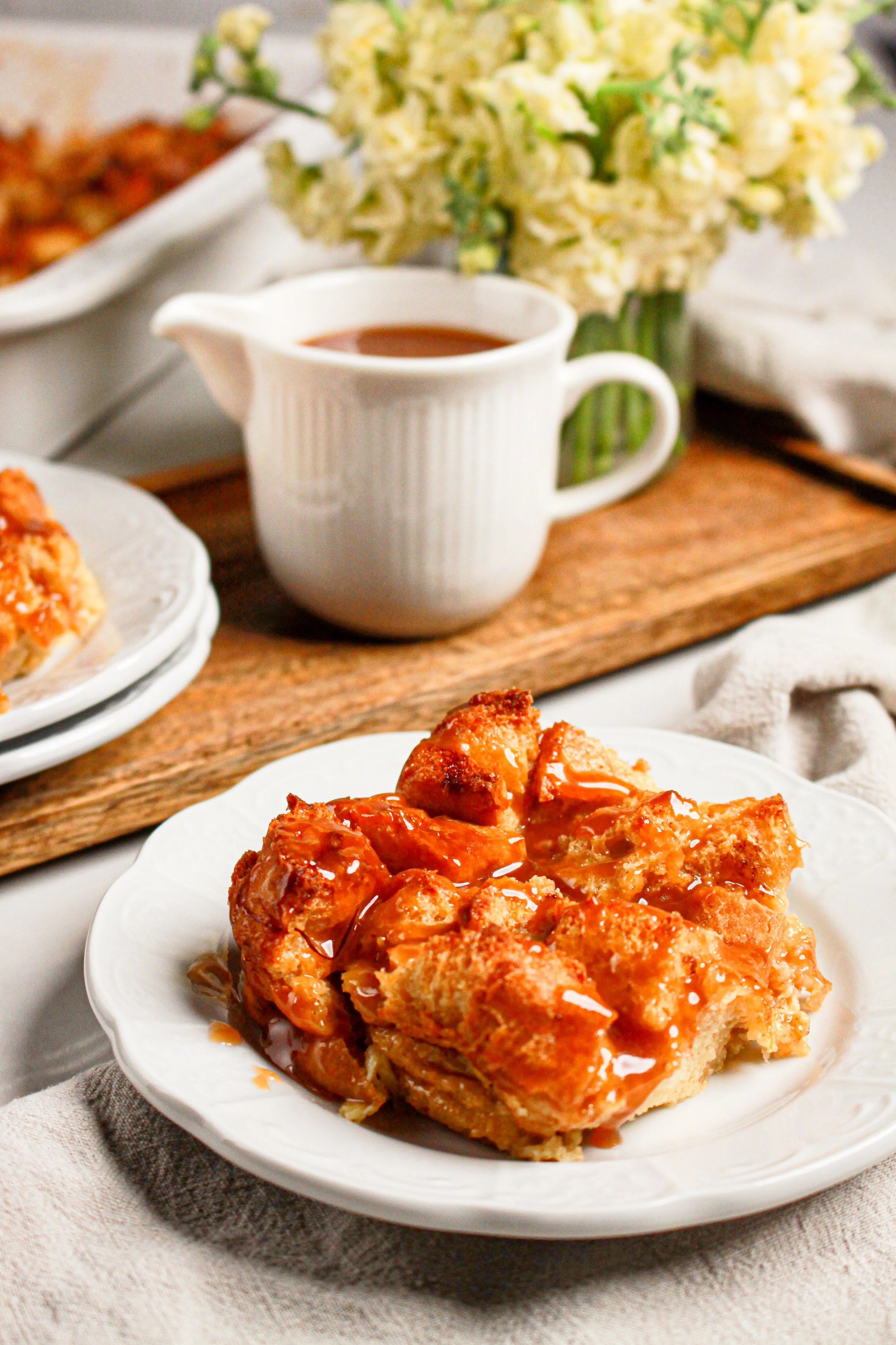 Best bread pudding with caramel drizzle