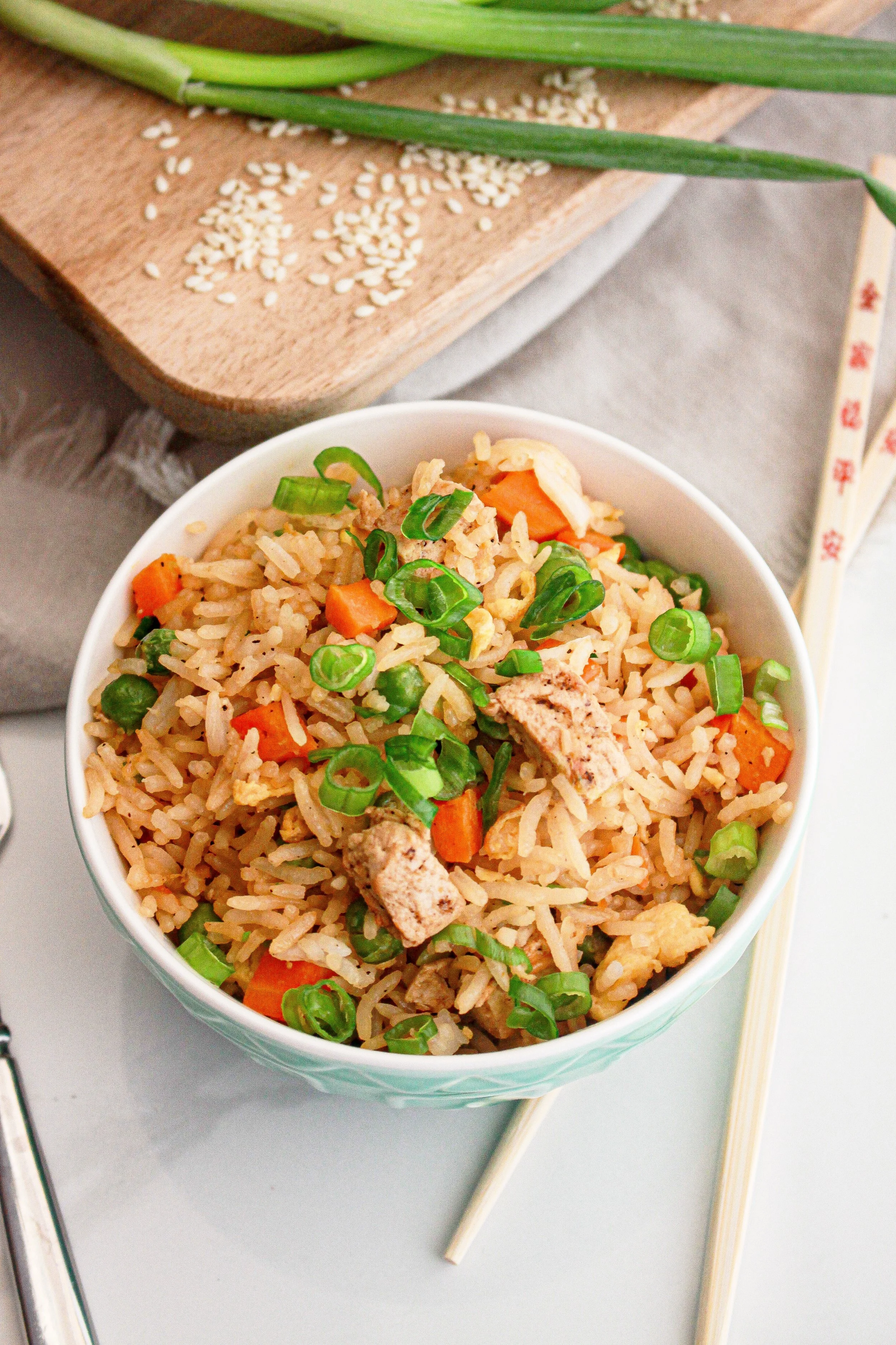 Plant-based chicken fried rice