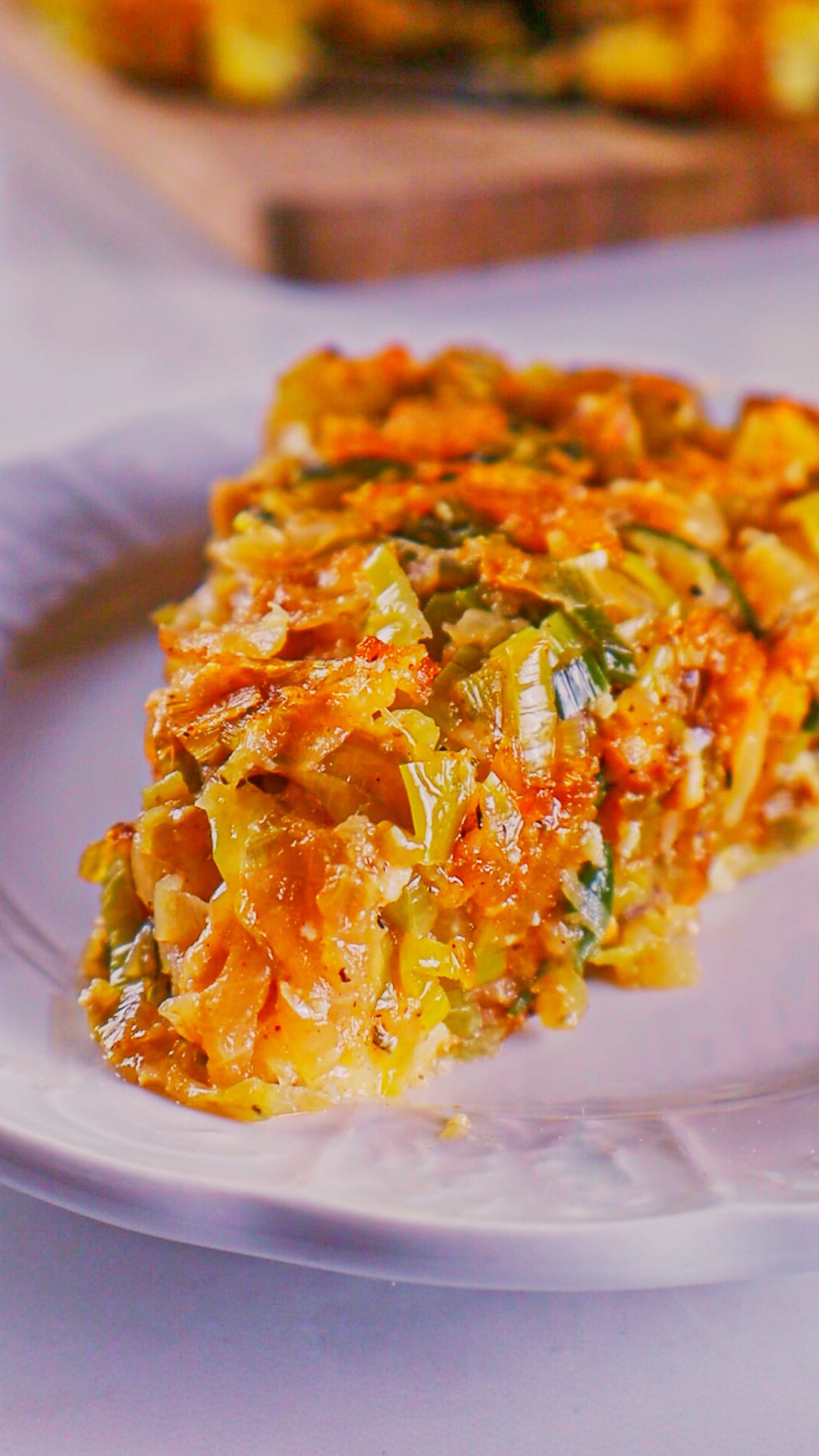 Caramelized Onion, Leek & Herb Potato Tart with Roasted Garlic