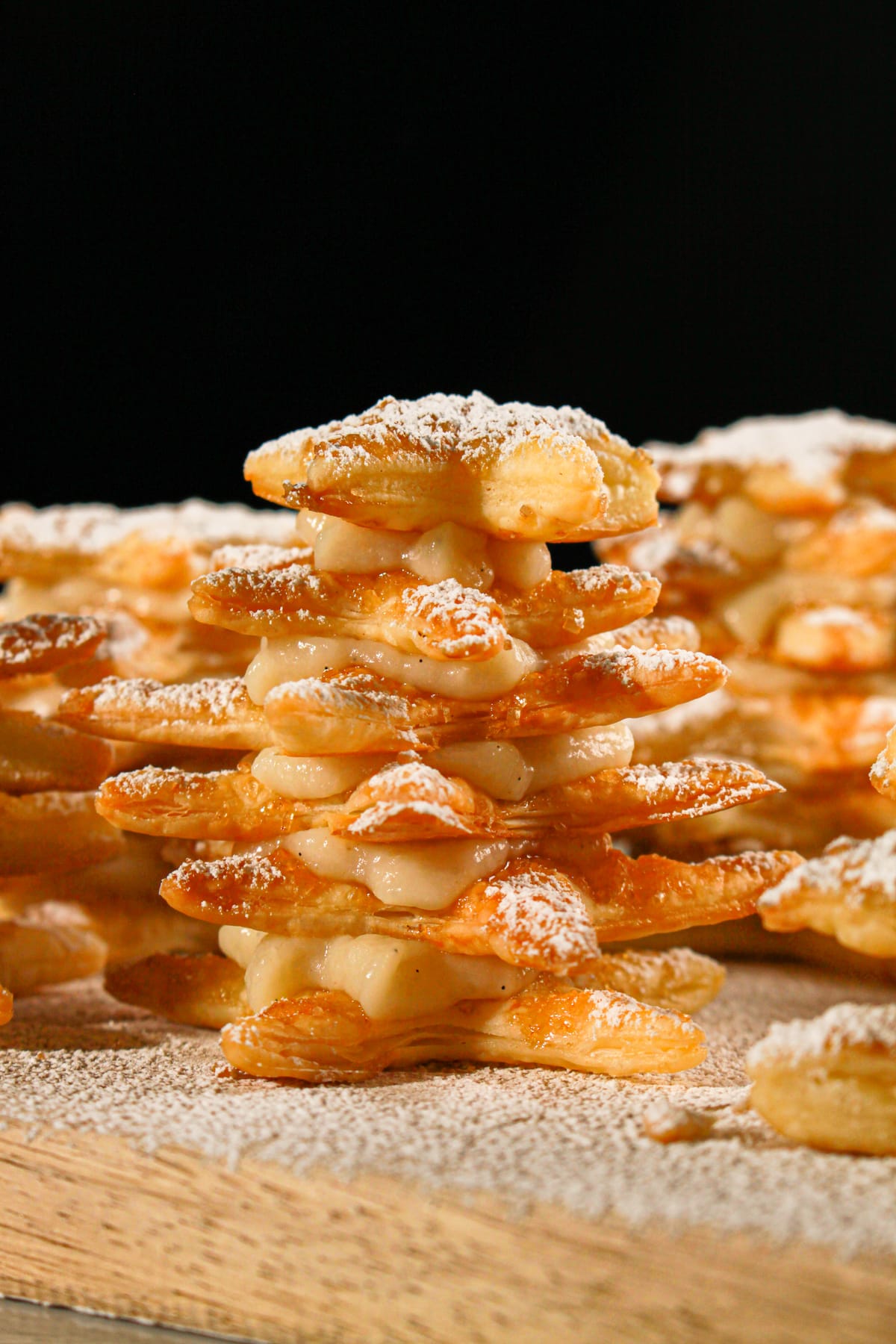 Vegan Puff Pastry Christmas Tree Stars with Pastry Cream