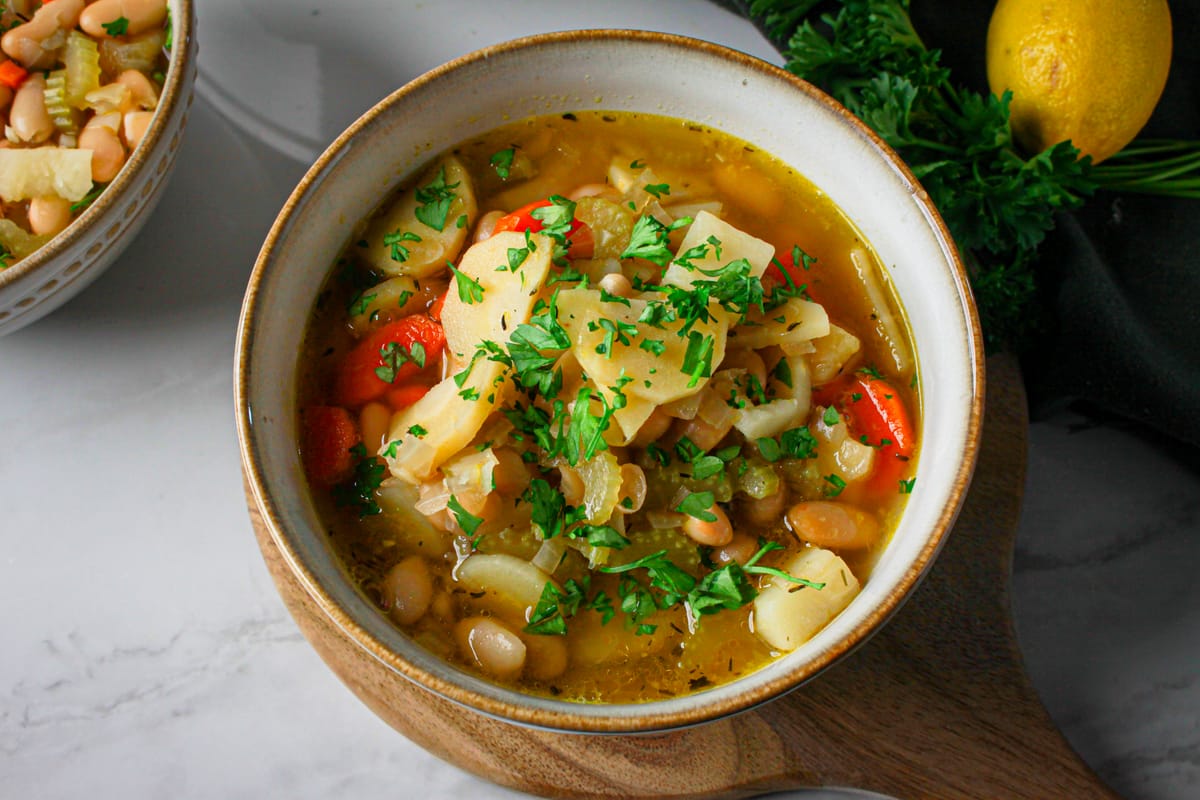 White Bean, Potato and Parsnip Stew with Lemon