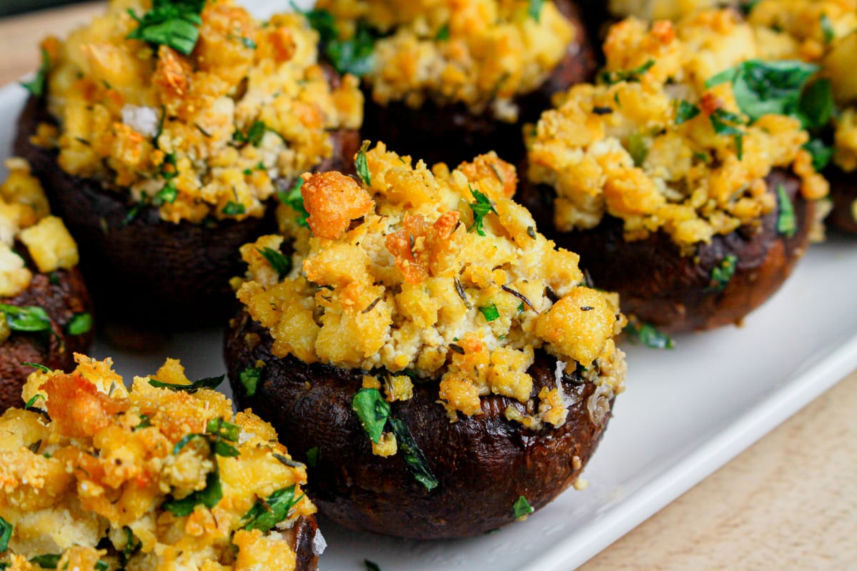 Creamy Tofu-Stuffed Mushrooms