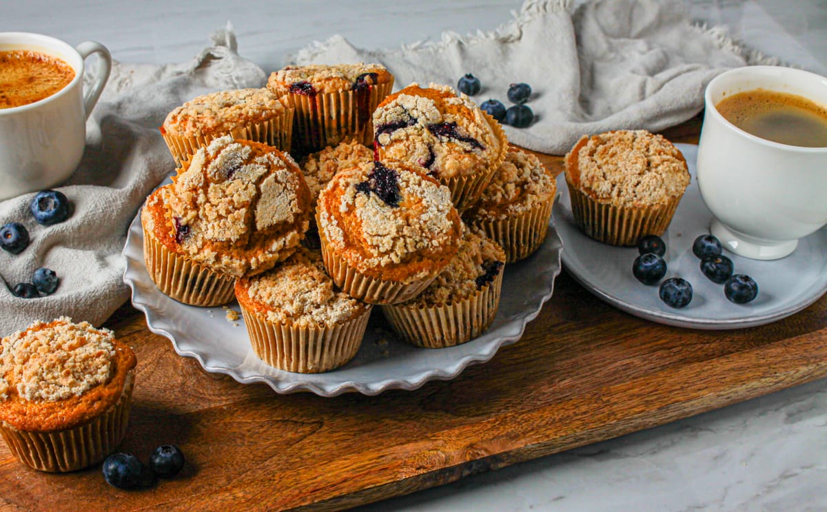 Bakery-Style Blueberry Crumb Muffins